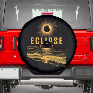 Total Solar Eclipse August 12 2026 Celestial Totality Spare Tire Cover Ocean Beach View Astronomy Souvenir TS02 Black Print Your Wear