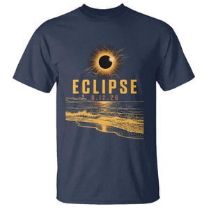 Total Solar Eclipse August 12 2026 Celestial Totality T Shirt Ocean Beach View Astronomy Souvenir TS02 Navy Print Your Wear
