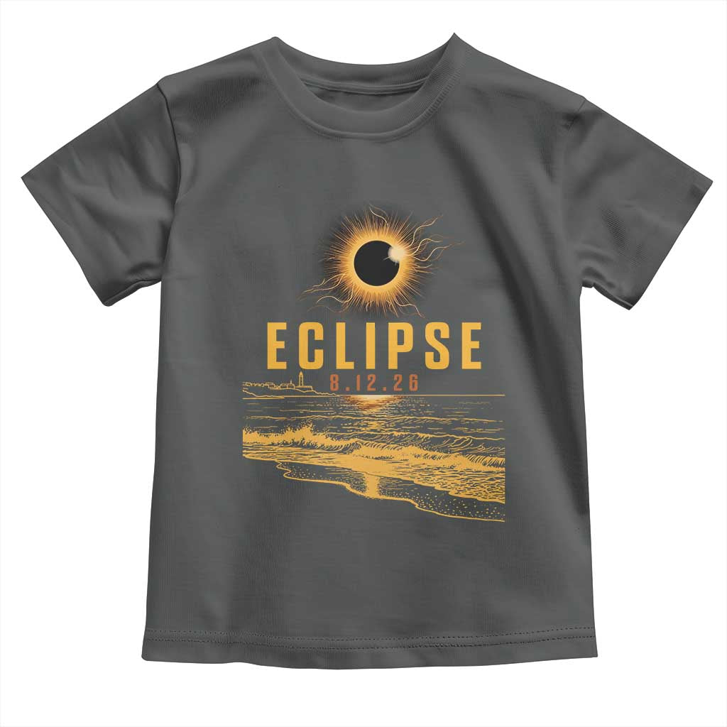Total Solar Eclipse August 12 2026 Celestial Totality Toddler T Shirt Ocean Beach View Astronomy Souvenir TS02 Dark Heather Print Your Wear