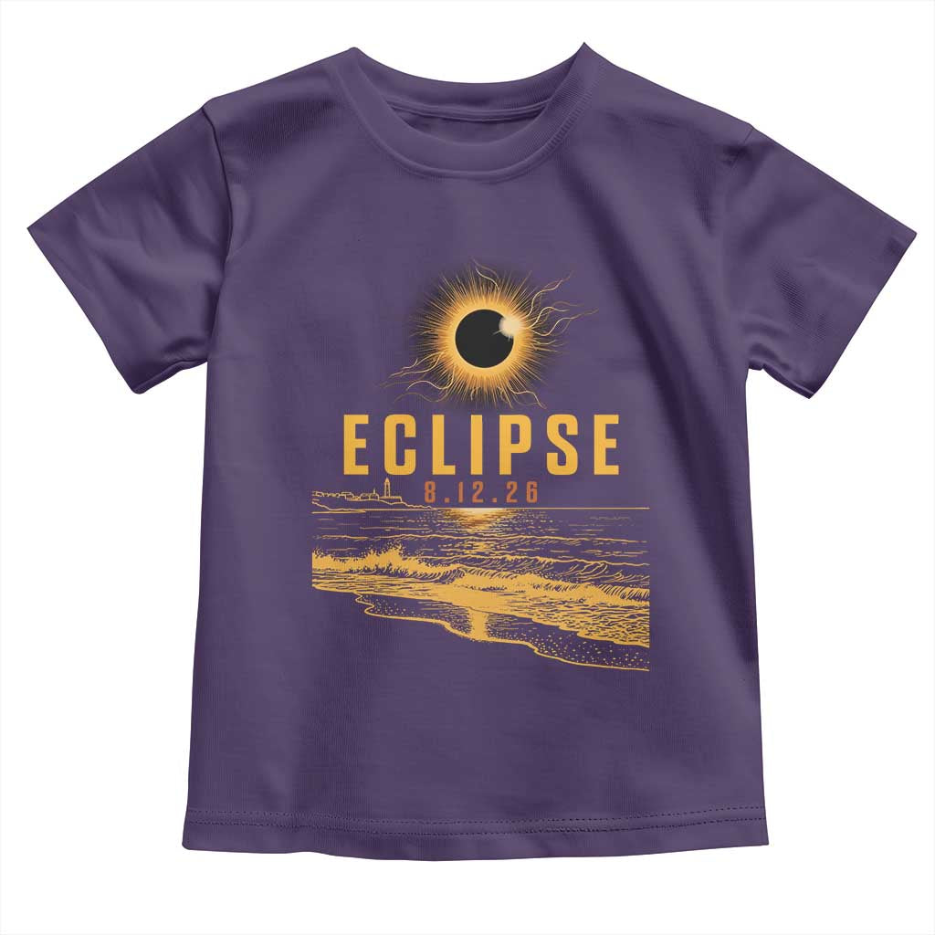 Total Solar Eclipse August 12 2026 Celestial Totality Toddler T Shirt Ocean Beach View Astronomy Souvenir TS02 Purple Print Your Wear