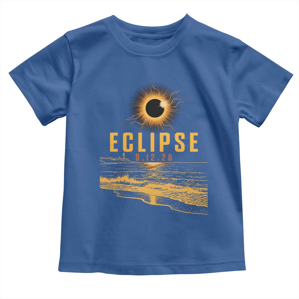 Total Solar Eclipse August 12 2026 Celestial Totality Toddler T Shirt Ocean Beach View Astronomy Souvenir TS02 Royal Blue Print Your Wear