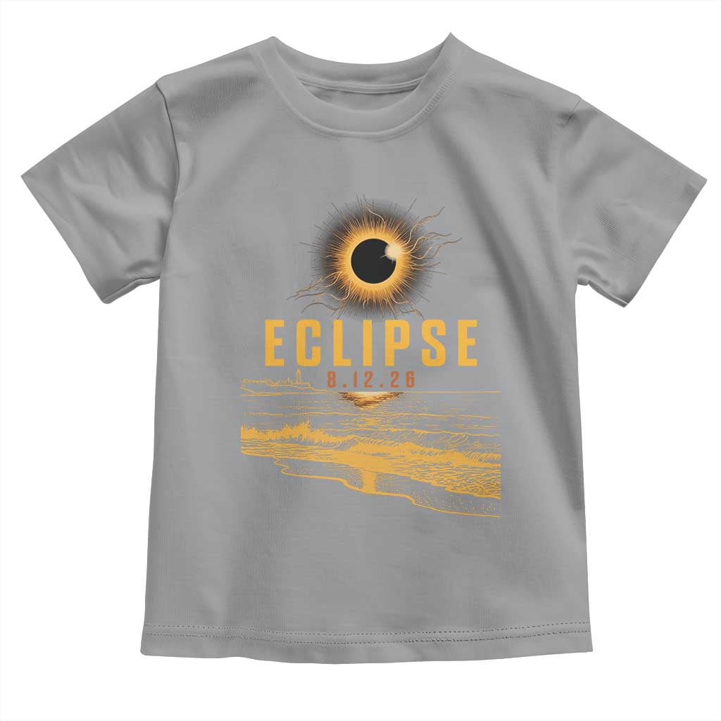 Total Solar Eclipse August 12 2026 Celestial Totality Toddler T Shirt Ocean Beach View Astronomy Souvenir TS02 Sport Gray Print Your Wear