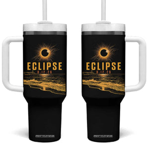 Total Solar Eclipse August 12 2026 Celestial Totality Tumbler With Handle Ocean Beach View Astronomy Souvenir TS02 One Size: 40 oz Black Print Your Wear