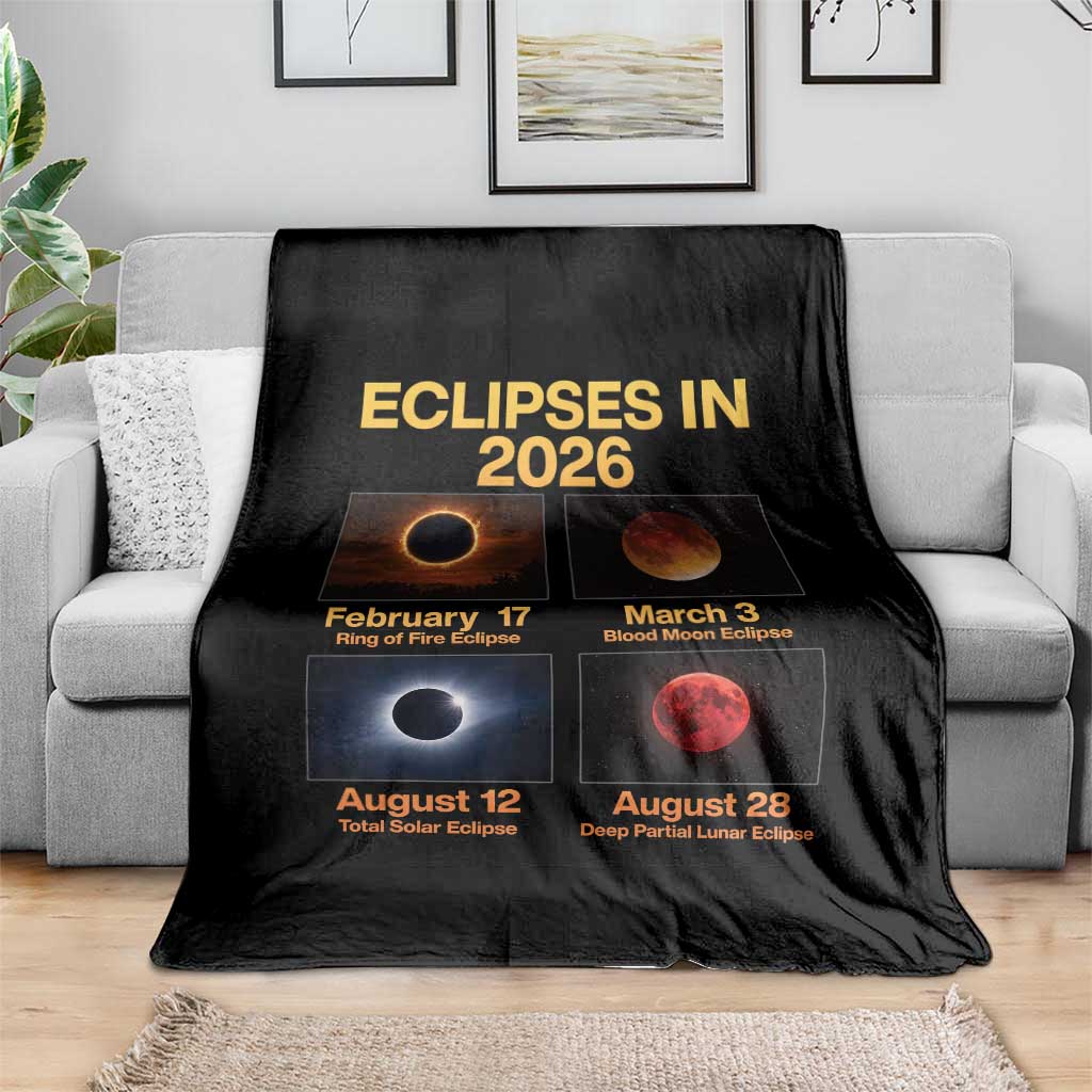 Eclipses in 2026 Celestial Calendar Infographic Throw Blanket Space Nerd Astronomy Gift Astrology Lover TS02 Print Your Wear
