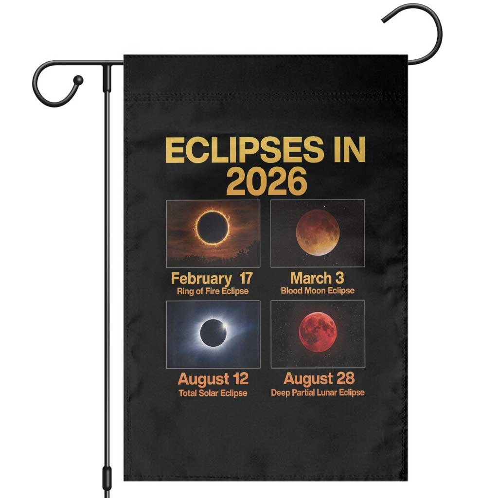 Eclipses in 2026 Celestial Calendar Infographic Garden Flag Space Nerd Astronomy Gift Astrology Lover TS02 Black Print Your Wear