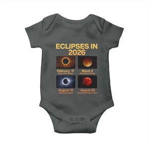 Eclipses in 2026 Celestial Calendar Infographic Baby Onesie Space Nerd Astronomy Gift Astrology Lover TS02 Dark Heather Print Your Wear