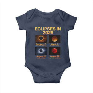 Eclipses in 2026 Celestial Calendar Infographic Baby Onesie Space Nerd Astronomy Gift Astrology Lover TS02 Navy Print Your Wear