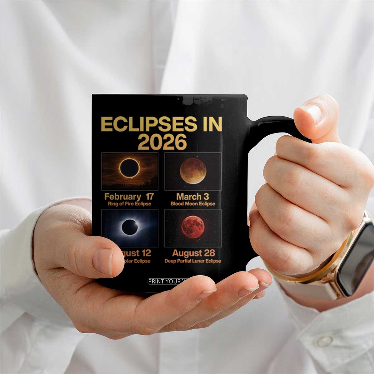 Eclipses in 2026 Celestial Calendar Infographic Coffee Mug Space Nerd Astronomy Gift Astrology Lover TS02 Print Your Wear