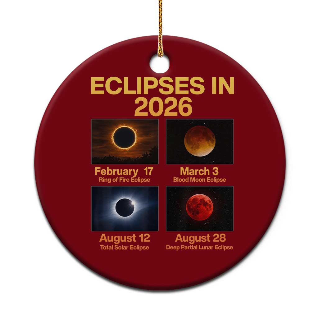 Eclipses in 2026 Celestial Calendar Infographic Ceramic Ornament Space Nerd Astronomy Gift Astrology Lover TS02 1pc Red Print Your Wear