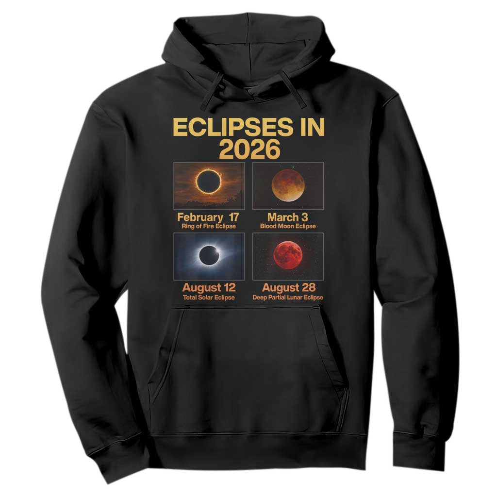 Eclipses in 2026 Celestial Calendar Infographic Hoodie Space Nerd Astronomy Gift Astrology Lover TS02 Black Print Your Wear