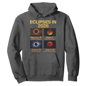 Eclipses in 2026 Celestial Calendar Infographic Hoodie Space Nerd Astronomy Gift Astrology Lover TS02 Dark Heather Print Your Wear
