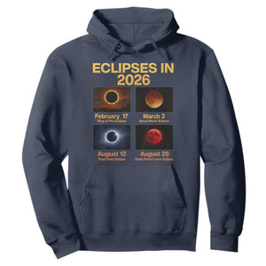 Eclipses in 2026 Celestial Calendar Infographic Hoodie Space Nerd Astronomy Gift Astrology Lover TS02 Navy Print Your Wear
