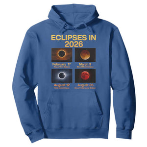 Eclipses in 2026 Celestial Calendar Infographic Hoodie Space Nerd Astronomy Gift Astrology Lover TS02 Royal Blue Print Your Wear