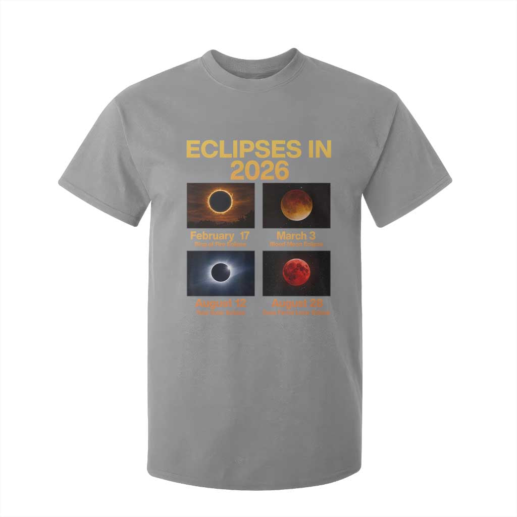 Eclipses in 2026 Celestial Calendar Infographic T Shirt For Kid Space Nerd Astronomy Gift Astrology Lover TS02 Sport Gray Print Your Wear