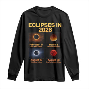 Eclipses in 2026 Celestial Calendar Infographic Long Sleeve Shirt Space Nerd Astronomy Gift Astrology Lover TS02 Black Print Your Wear