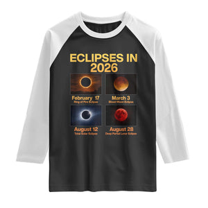 Eclipses in 2026 Celestial Calendar Infographic Raglan Shirt Space Nerd Astronomy Gift Astrology Lover TS02 Black White Print Your Wear