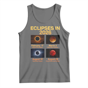 Eclipses in 2026 Celestial Calendar Infographic Tank Top Space Nerd Astronomy Gift Astrology Lover TS02 Black Heather Print Your Wear