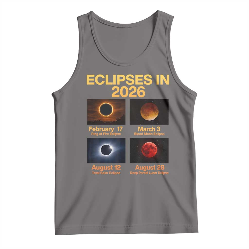 Eclipses in 2026 Celestial Calendar Infographic Tank Top Space Nerd Astronomy Gift Astrology Lover TS02 Deep Heather Print Your Wear