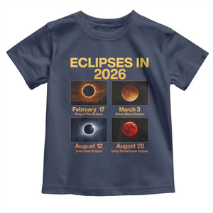 Eclipses in 2026 Celestial Calendar Infographic Toddler T Shirt Space Nerd Astronomy Gift Astrology Lover TS02 Navy Print Your Wear