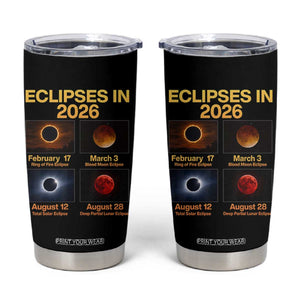 Eclipses in 2026 Celestial Calendar Infographic Tumbler Cup Space Nerd Astronomy Gift Astrology Lover TS02 Black Print Your Wear