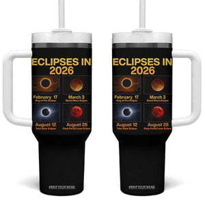 Eclipses in 2026 Celestial Calendar Infographic Tumbler With Handle Space Nerd Astronomy Gift Astrology Lover TS02 One Size: 40 oz Black Print Your Wear