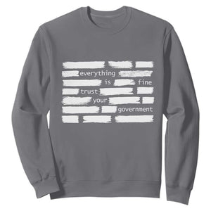 Everything Is Fine Trust Your Government Sweatshirt Sarcastic Flag Political Satire Humor TS02 Charcoal Print Your Wear