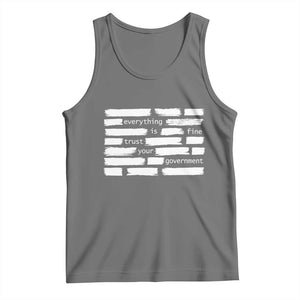 Everything Is Fine Trust Your Government Tank Top Sarcastic Flag Political Satire Humor TS02 Black Heather Print Your Wear