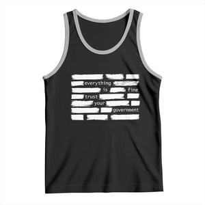 Everything Is Fine Trust Your Government Tank Top Sarcastic Flag Political Satire Humor TS02 Black Athletic Heather Print Your Wear