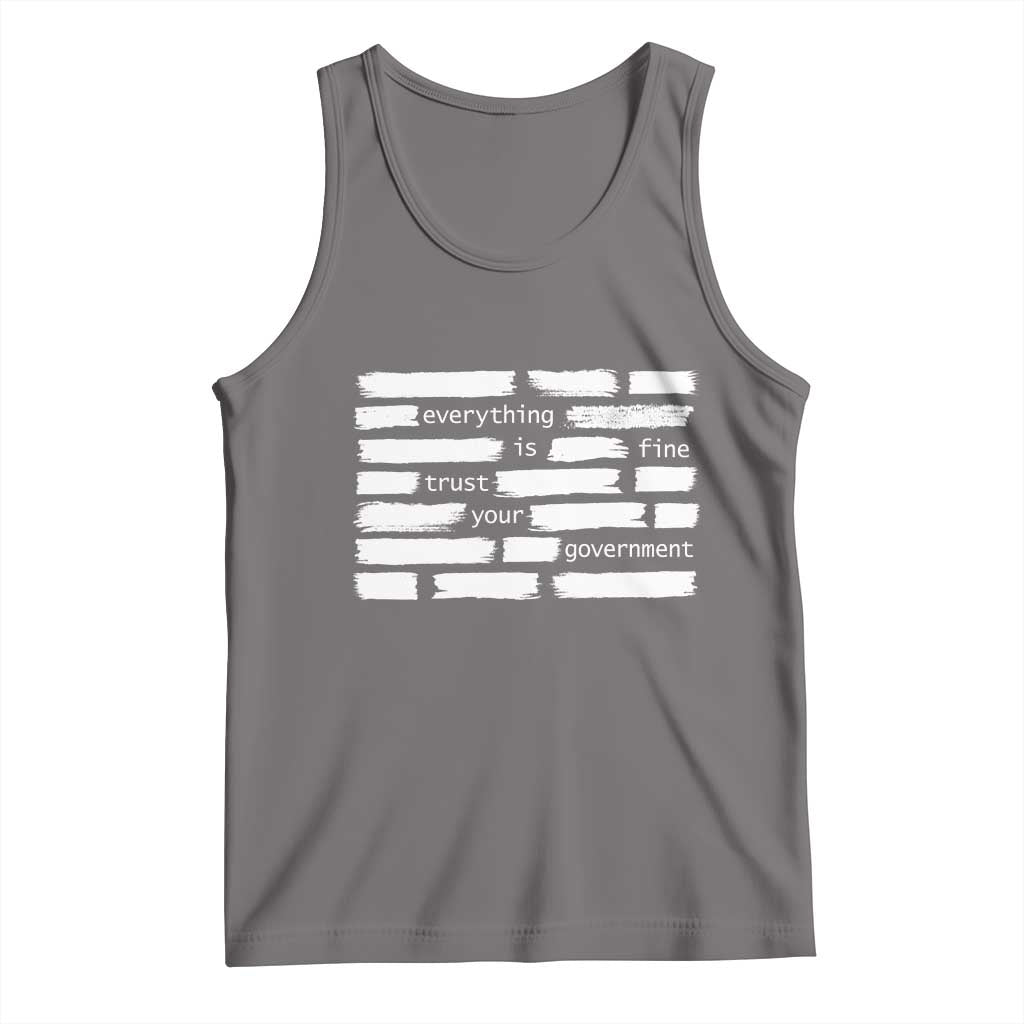 Everything Is Fine Trust Your Government Tank Top Sarcastic Flag Political Satire Humor TS02 Deep Heather Print Your Wear