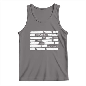 Everything Is Fine Trust Your Government Tank Top Sarcastic Flag Political Satire Humor TS02 Deep Heather Print Your Wear
