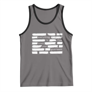 Everything Is Fine Trust Your Government Tank Top Sarcastic Flag Political Satire Humor TS02 Deep Heather Black Print Your Wear