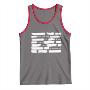 Everything Is Fine Trust Your Government Tank Top Sarcastic Flag Political Satire Humor TS02 Deep Heather Red Print Your Wear