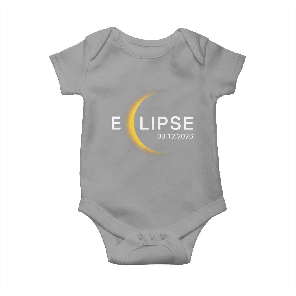 Minimalist 2026 Total Solar Eclipse Baby Onesie August 12 Totality Astronomy Souvenir TS02 Sport Gray Print Your Wear