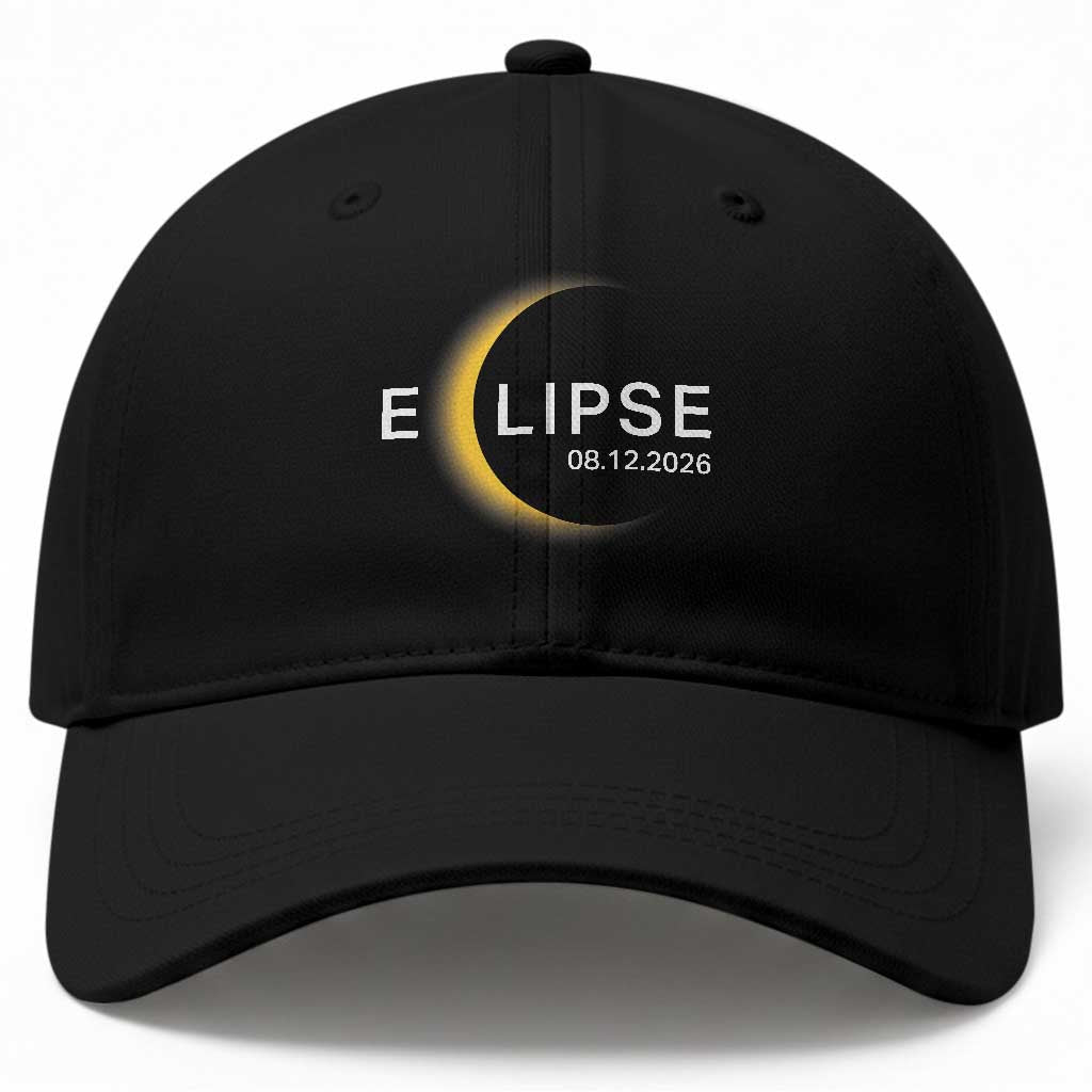 Minimalist 2026 Total Solar Eclipse Baseball Cap August 12 Totality Astronomy Souvenir TS02 Print Your Wear