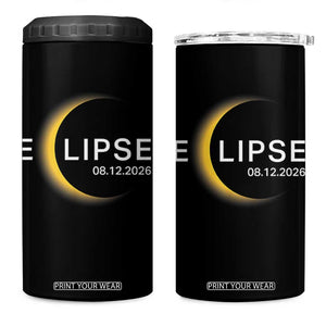 Minimalist 2026 Total Solar Eclipse 4 in 1 Can Cooler Tumbler August 12 Totality Astronomy Souvenir TS02 One Size: 16 oz Black Print Your Wear
