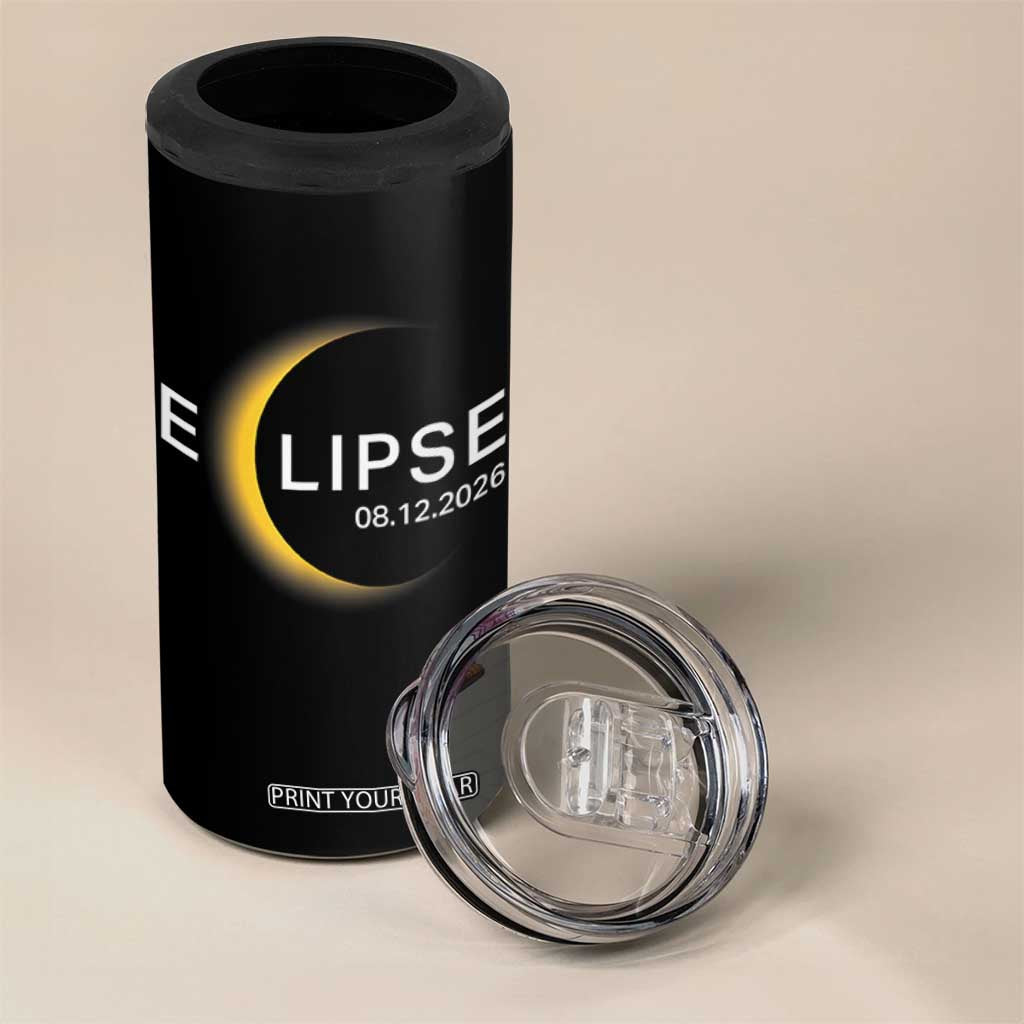 Minimalist 2026 Total Solar Eclipse 4 in 1 Can Cooler Tumbler August 12 Totality Astronomy Souvenir TS02 Print Your Wear