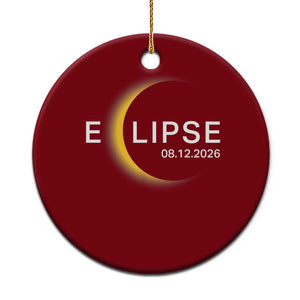 Minimalist 2026 Total Solar Eclipse Ceramic Ornament August 12 Totality Astronomy Souvenir TS02 1pc Red Print Your Wear