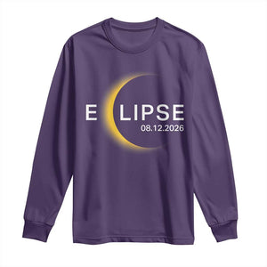Minimalist 2026 Total Solar Eclipse Long Sleeve Shirt August 12 Totality Astronomy Souvenir TS02 Purple Print Your Wear