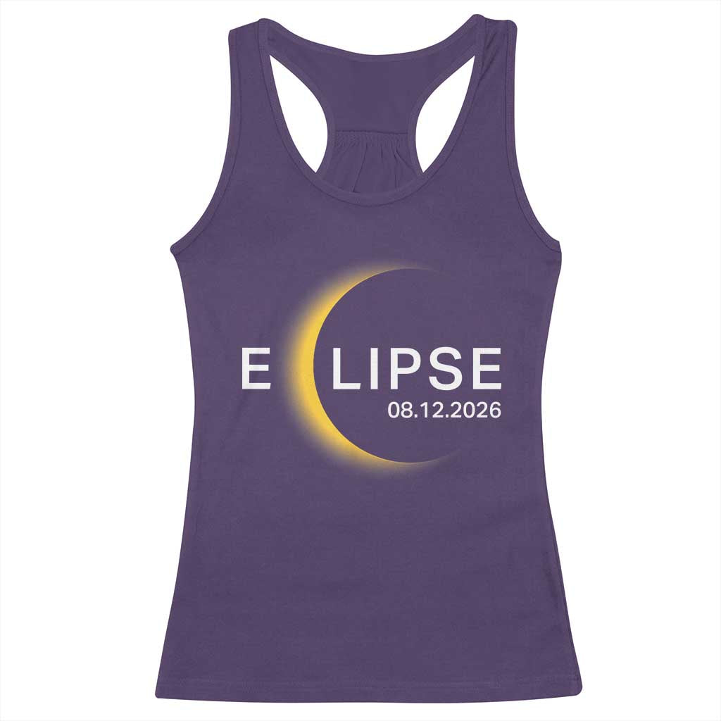 Minimalist 2026 Total Solar Eclipse Racerback Tank Top August 12 Totality Astronomy Souvenir TS02 Purple Print Your Wear