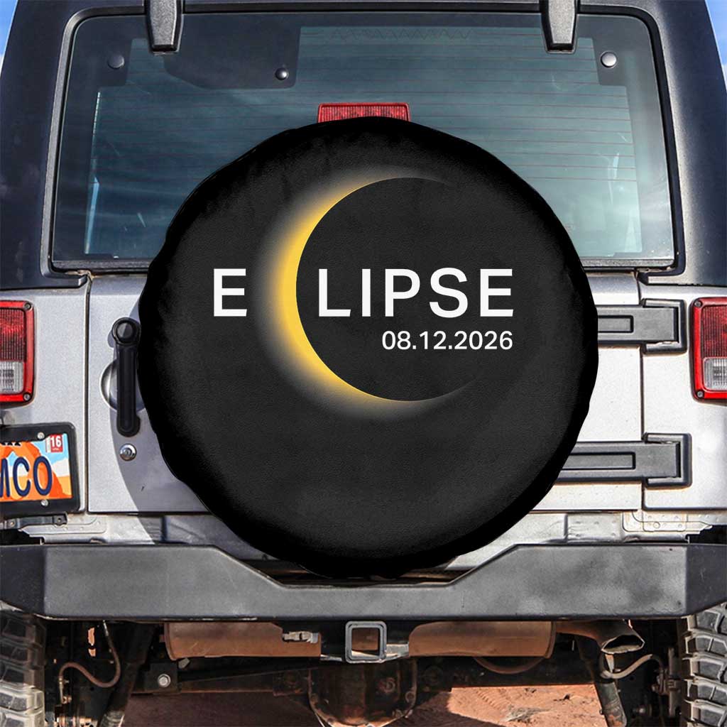 Minimalist 2026 Total Solar Eclipse Spare Tire Cover August 12 Totality Astronomy Souvenir TS02 No hole Black Print Your Wear