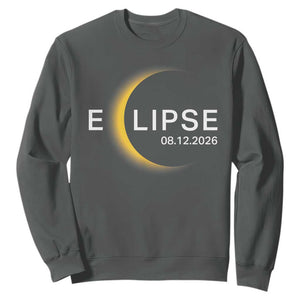 Minimalist 2026 Total Solar Eclipse Sweatshirt August 12 Totality Astronomy Souvenir TS02 Dark Heather Print Your Wear