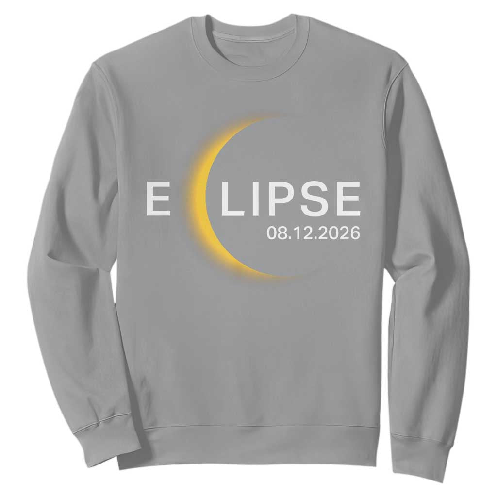 Minimalist 2026 Total Solar Eclipse Sweatshirt August 12 Totality Astronomy Souvenir TS02 Sport Gray Print Your Wear