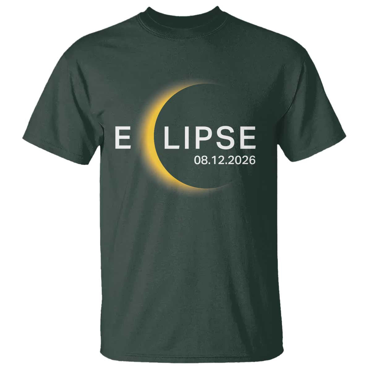 Minimalist 2026 Total Solar Eclipse T Shirt August 12 Totality Astronomy Souvenir TS02 Dark Forest Green Print Your Wear