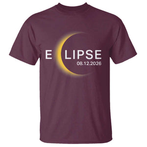 Minimalist 2026 Total Solar Eclipse T Shirt August 12 Totality Astronomy Souvenir TS02 Maroon Print Your Wear