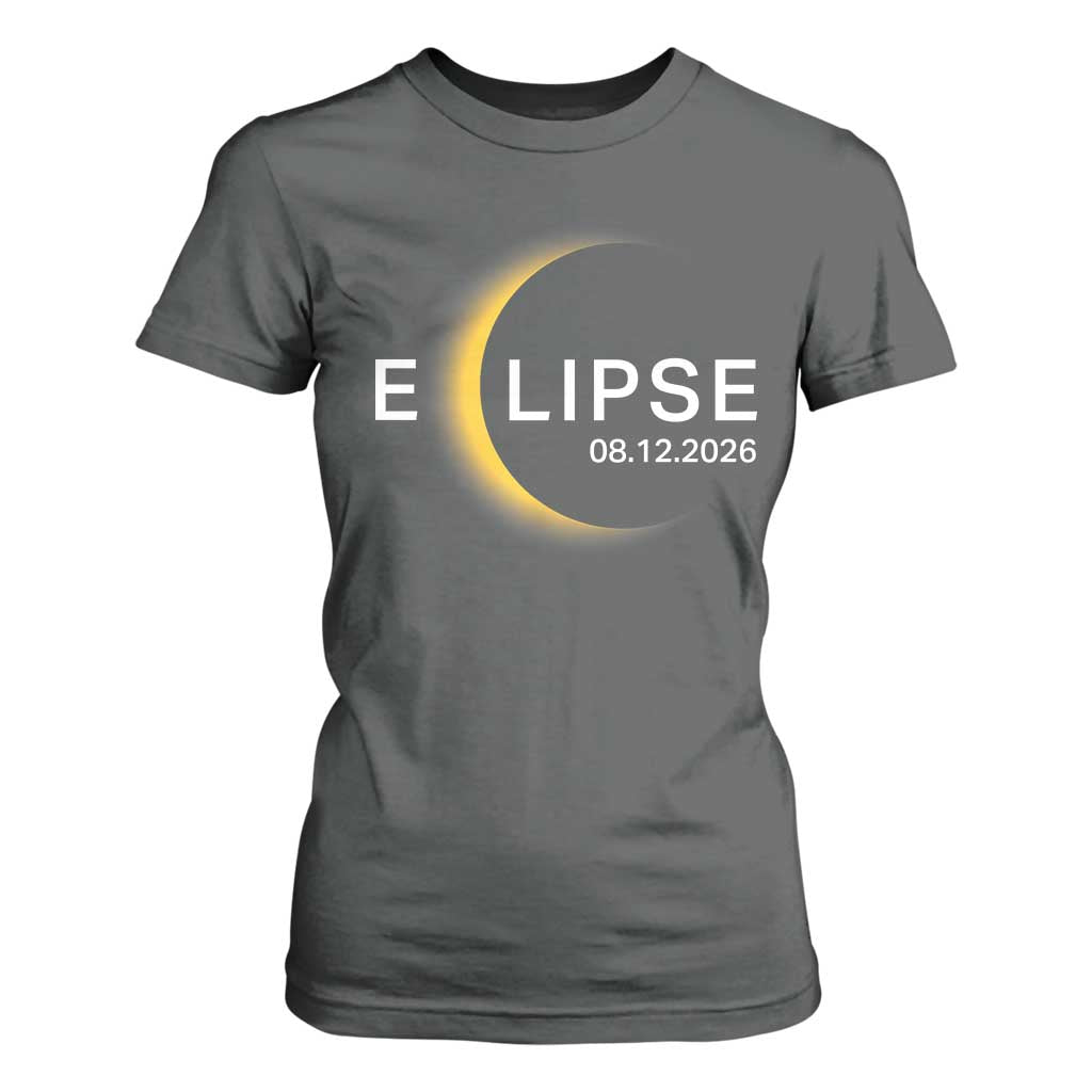 Minimalist 2026 Total Solar Eclipse T Shirt For Women August 12 Totality Astronomy Souvenir TS02 Dark Heather Print Your Wear
