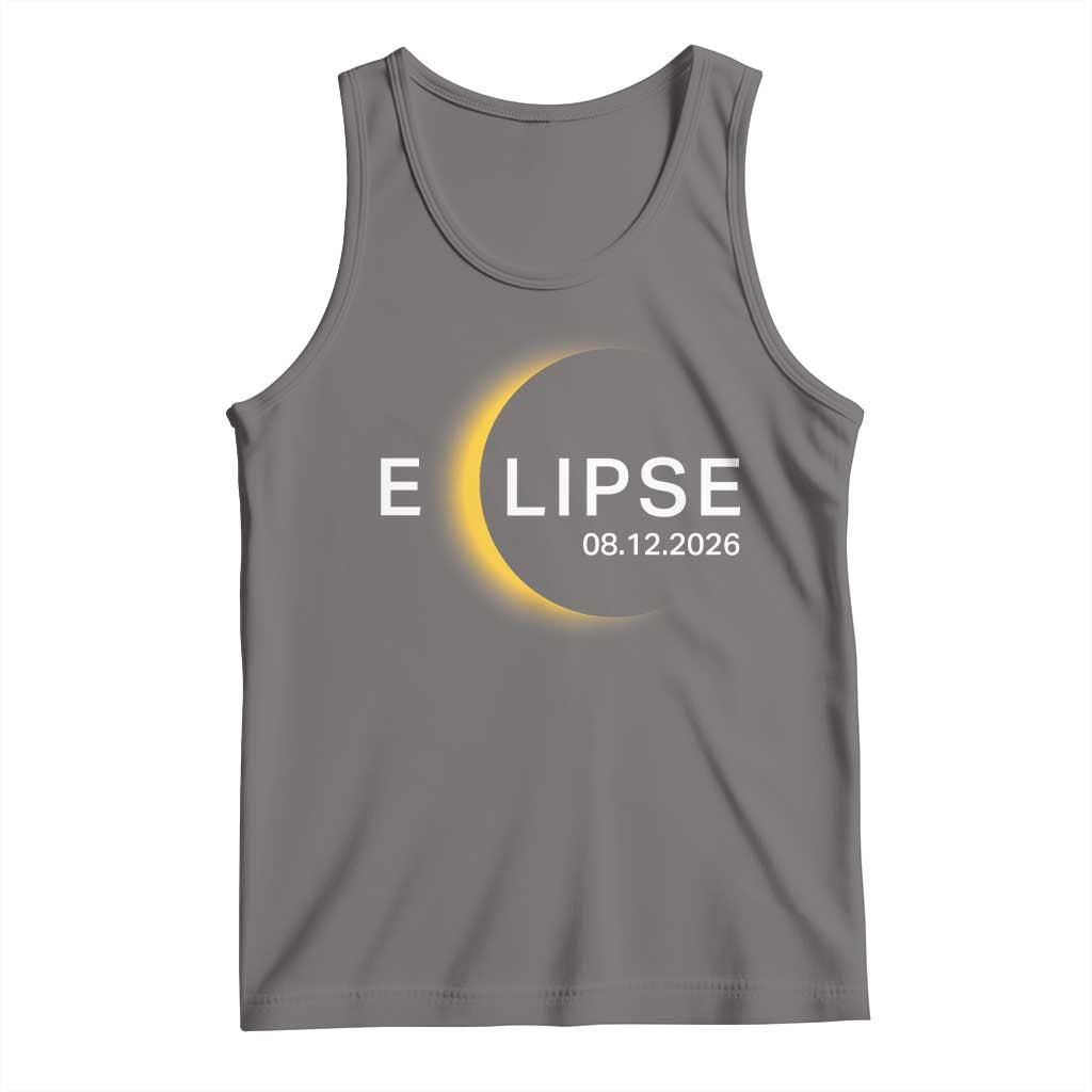 Minimalist 2026 Total Solar Eclipse Tank Top August 12 Totality Astronomy Souvenir TS02 Deep Heather Print Your Wear