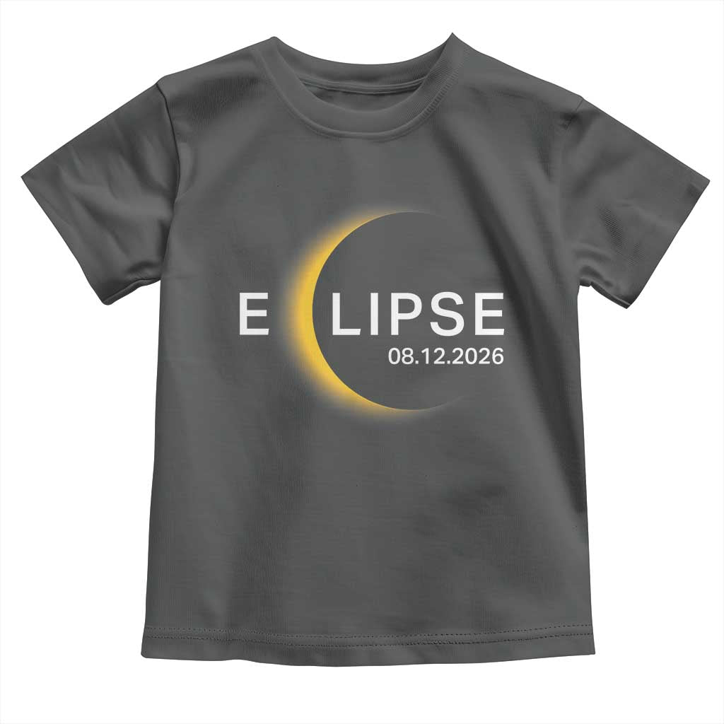 Minimalist 2026 Total Solar Eclipse Toddler T Shirt August 12 Totality Astronomy Souvenir TS02 Dark Heather Print Your Wear