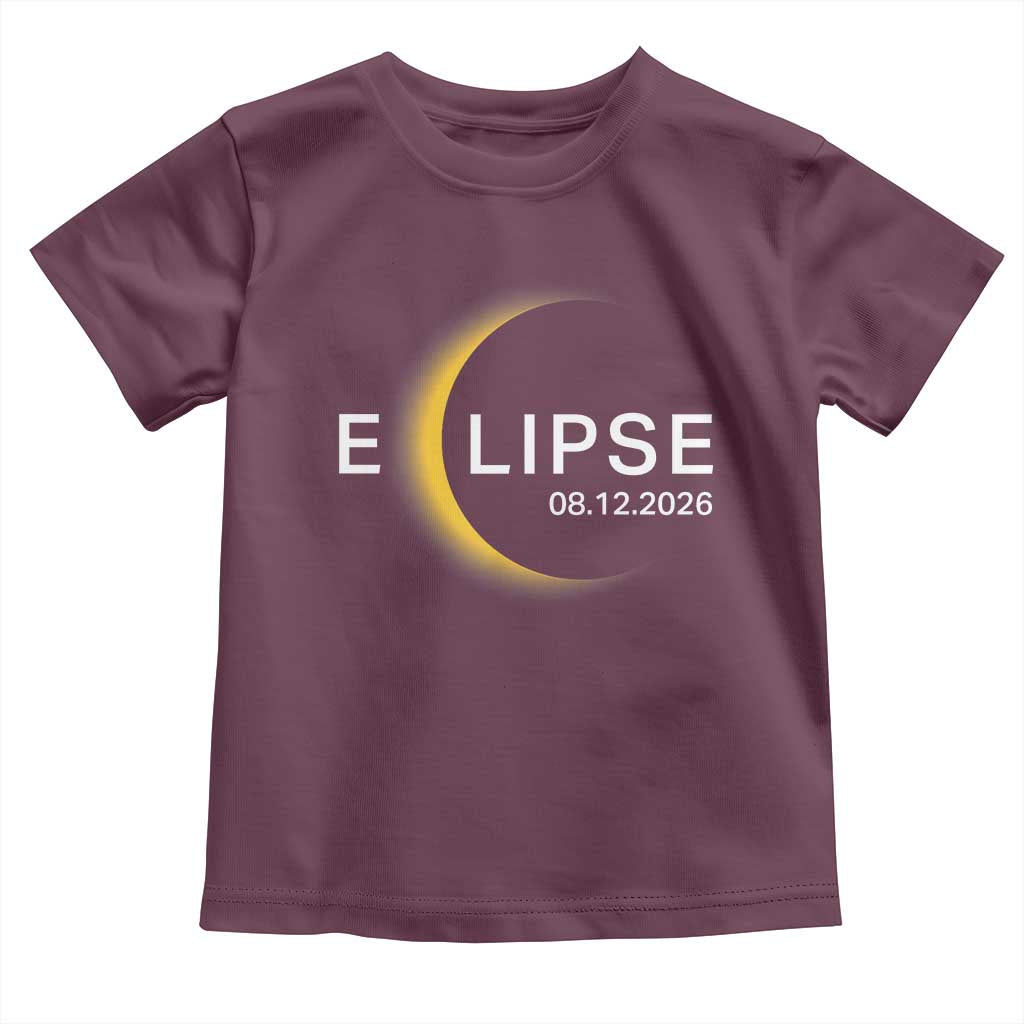 Minimalist 2026 Total Solar Eclipse Toddler T Shirt August 12 Totality Astronomy Souvenir TS02 Maroon Print Your Wear