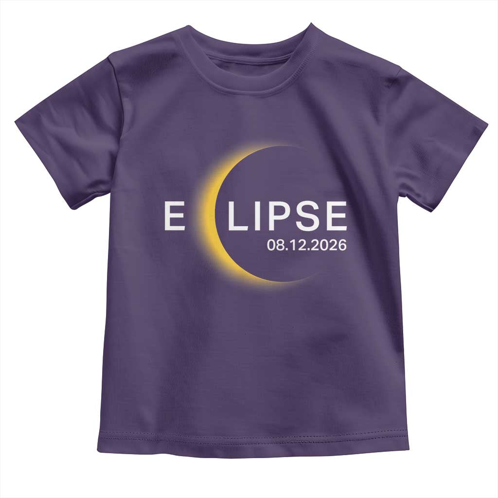Minimalist 2026 Total Solar Eclipse Toddler T Shirt August 12 Totality Astronomy Souvenir TS02 Purple Print Your Wear