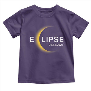 Minimalist 2026 Total Solar Eclipse Toddler T Shirt August 12 Totality Astronomy Souvenir TS02 Purple Print Your Wear